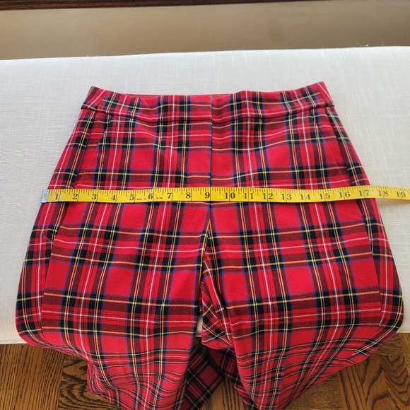 New! J.Crew Tall 4 Crop Straight-Leg Red Stewart Tartan Plaid Stretch Cotton NWT - Picture 5 of 10